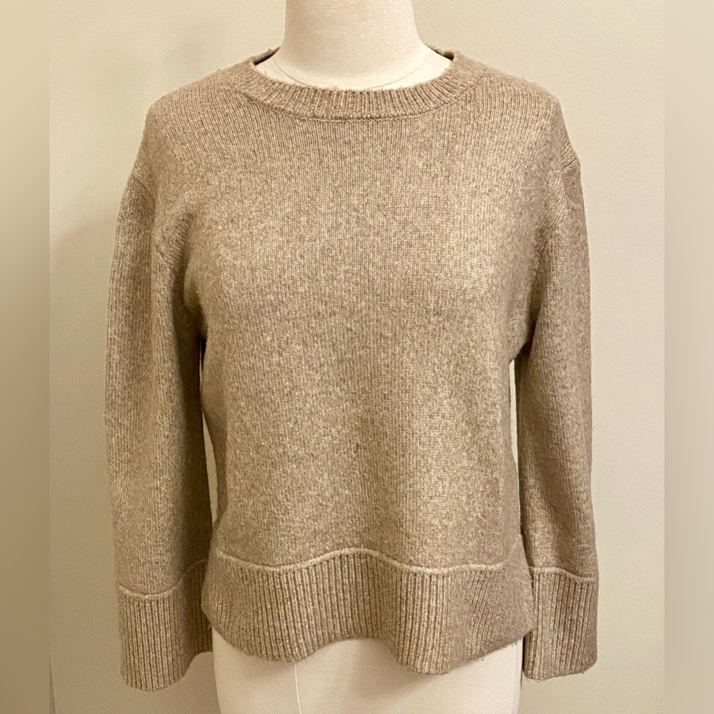 Rachel Zoe Tan Cream SZ L Rustic Cozy Bohemian Cottagecore Soft Knit Sweater